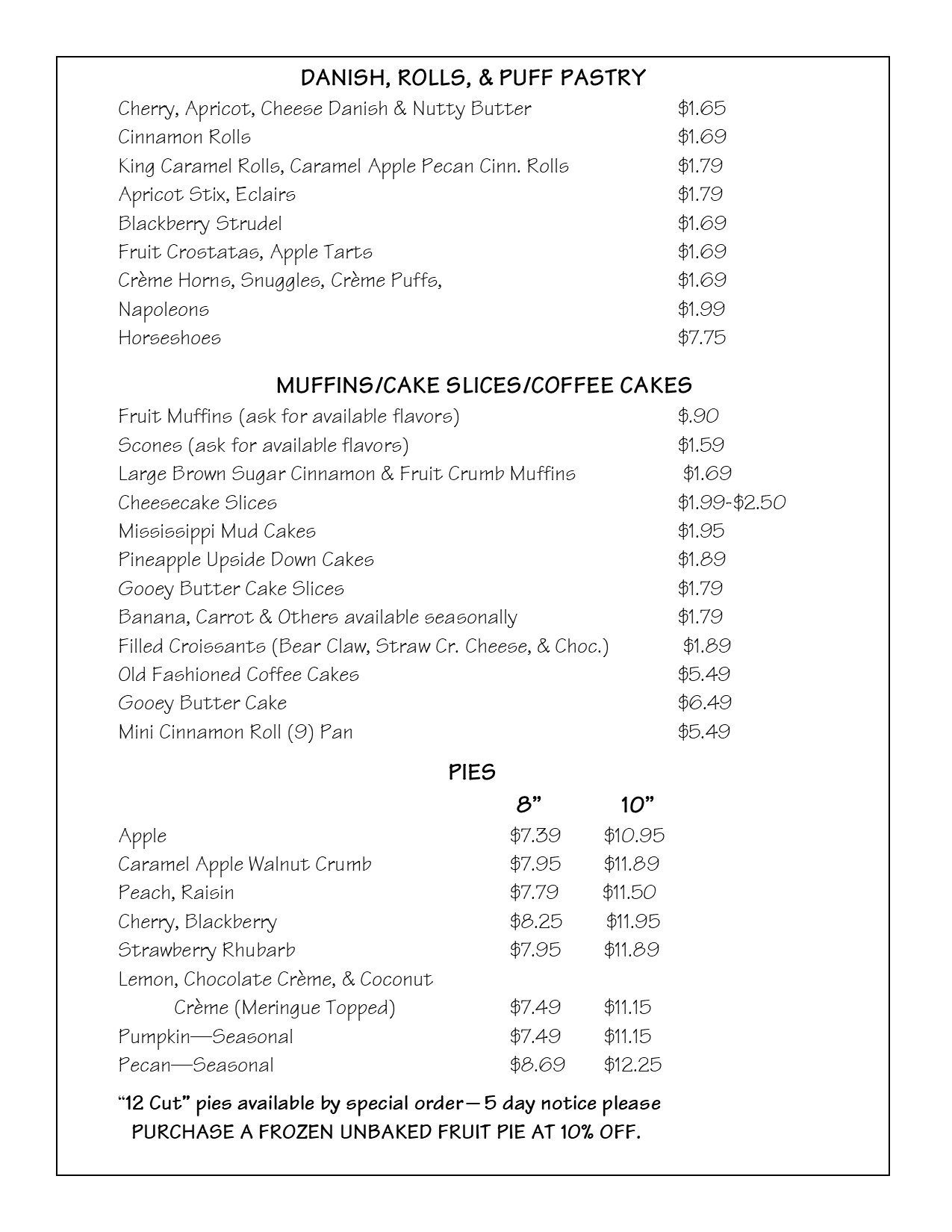 Jubelt's Catering and Bakery Menu