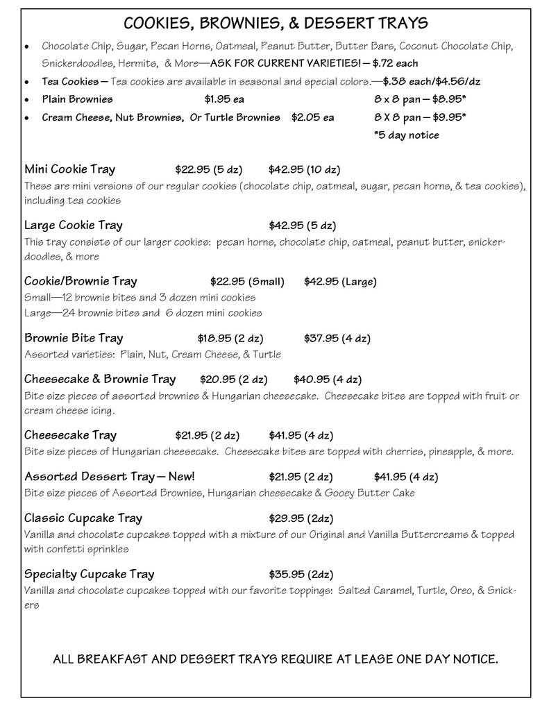 Jubelt's Catering and Bakery Menu